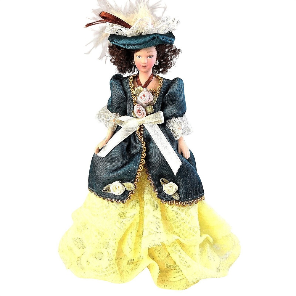 1:12 Dollhouse Victorian Lady Porcelain Doll Miniature Dressed Woman‎ 6" Figure
